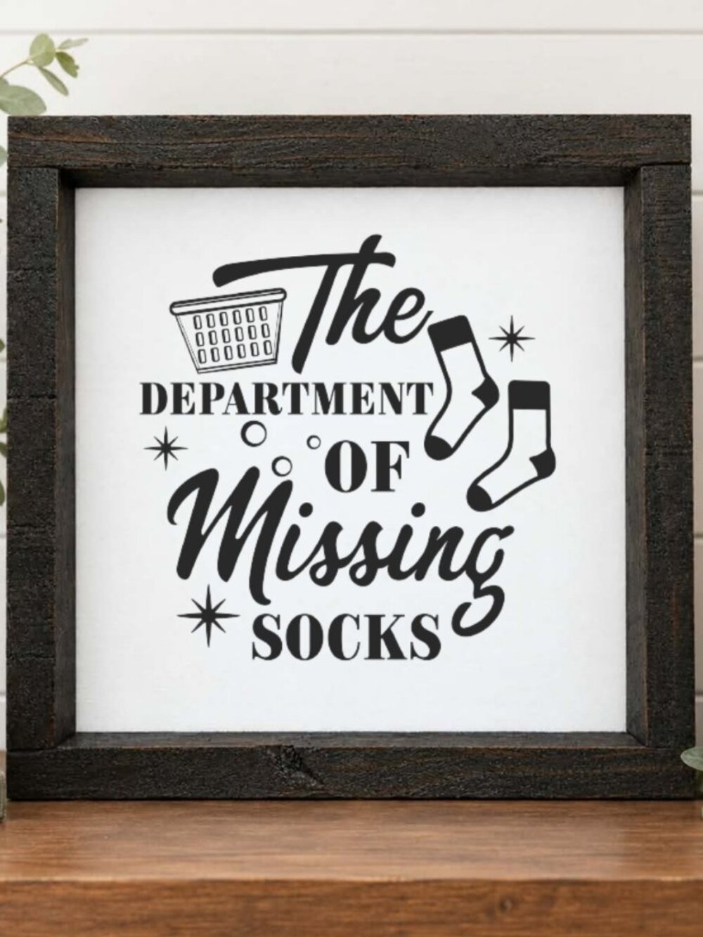 The Department of Missing Socks Handcrafted wood & canvas sign